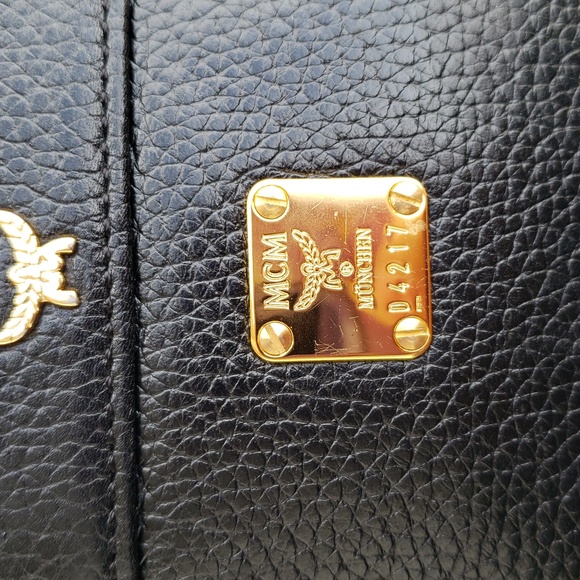 Vintage MCM Black Leather Gold Chain Mini Crossbody Bag Made in Germany Classic - Picture 9 of 17